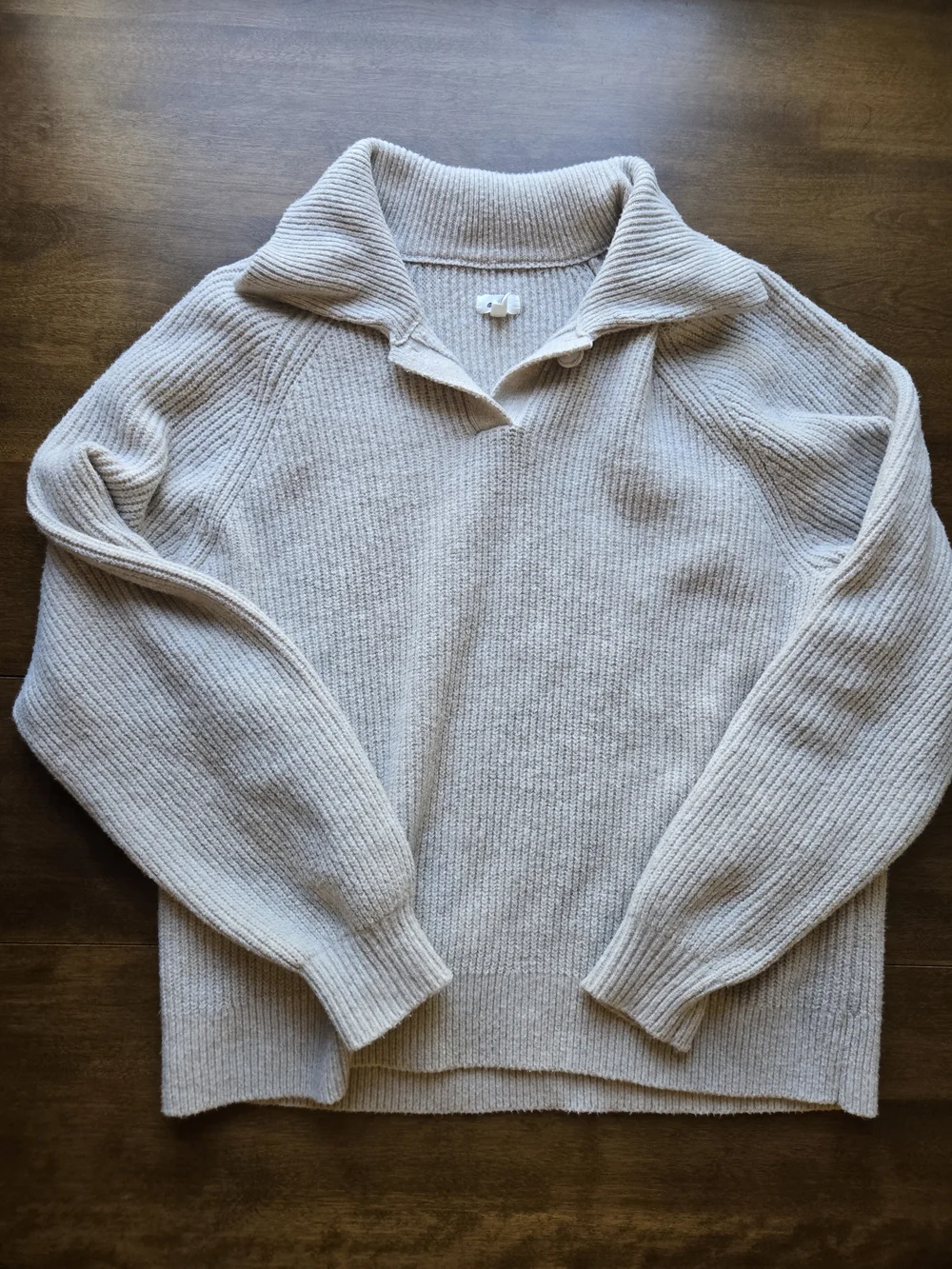 Aerie Cropped Sweater Tan Ribbed Knit Long Sleeve Cozy Size L - Picture 5 of 5